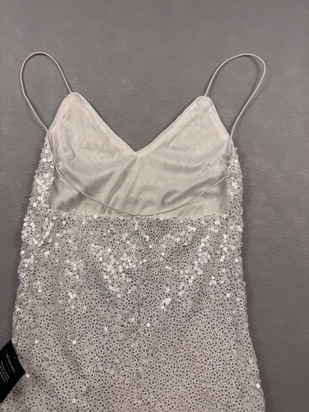 Lulu’s Force of Fashion White Backless Sequin Mini Slip Dress Size Small Bride - Picture 2 of 8